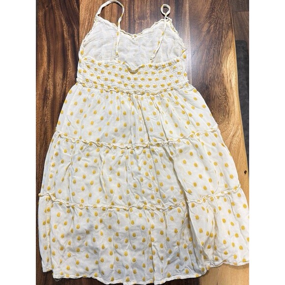 Sim and Sam Classic Yellow Polka Dot Cotton Lined Sun Dress W/ Adj. Straps Sz L - Picture 2 of 6